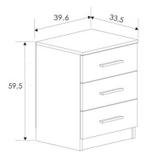 Mesita de noche 3 cajones Aura