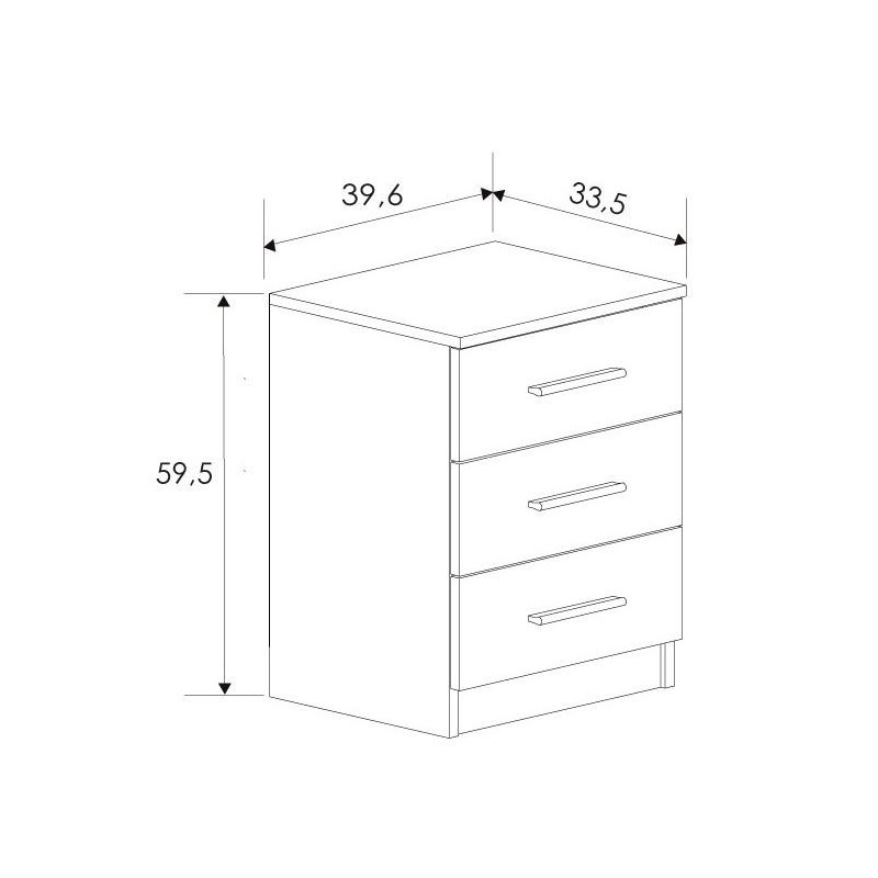 Mesita de noche 3 cajones Aura