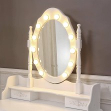 Tocador blanco con taburete y luces led Charm