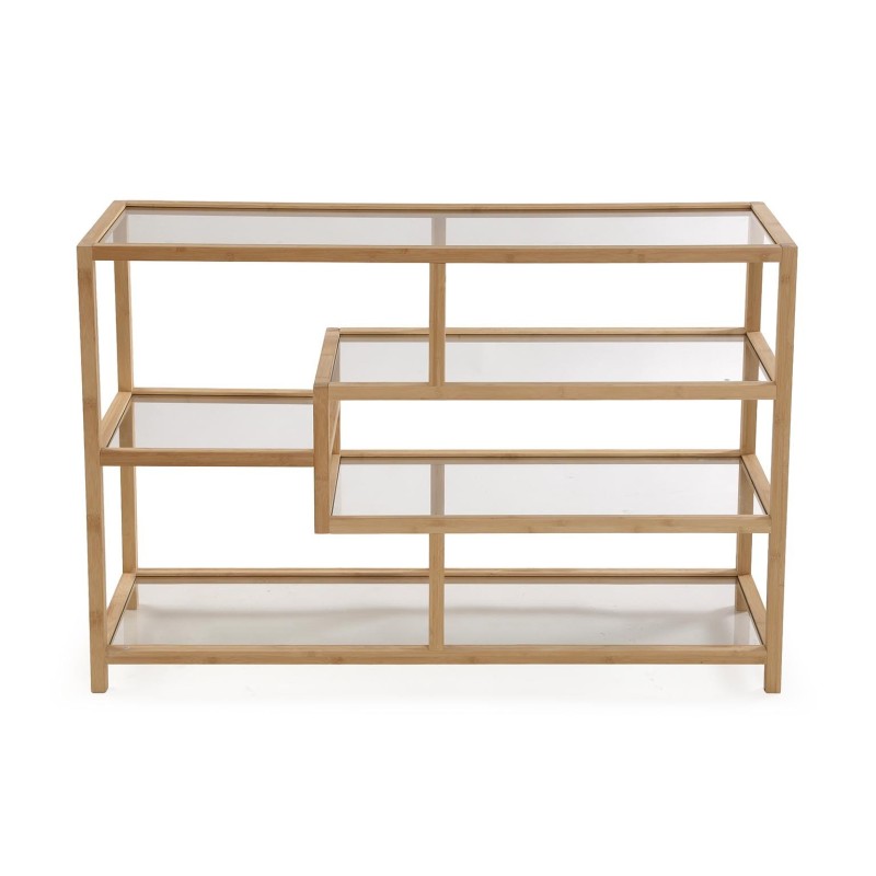 Estanteria baja bambú y cristal