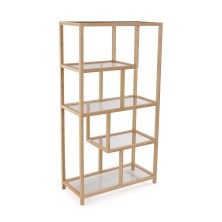 Estanteria 5 baldas bambu y cristal