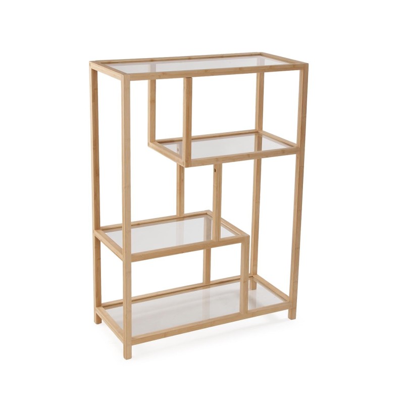 Estanteria 4 baldas bambu y cristal
