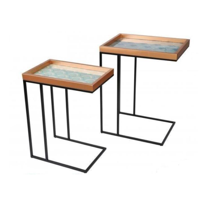 Set 2 mesas auxiliares rectangulares Art Deco