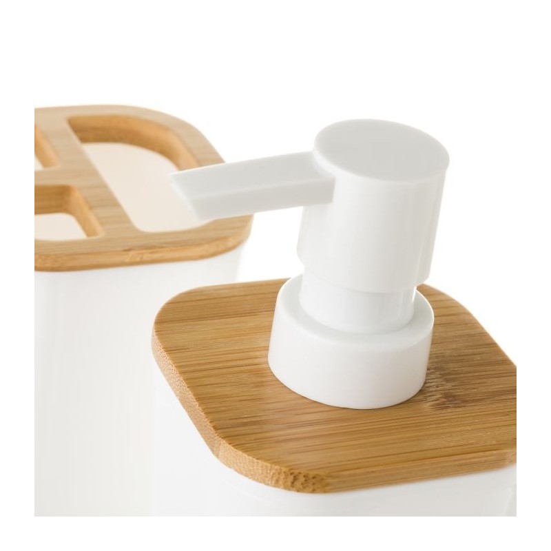 SET DE BAÑO 4 PIEZAS PS/BAMBÚ BLANCO