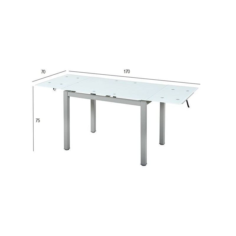 Mesa de cocina Modelo 70 extensible tapa de cristal