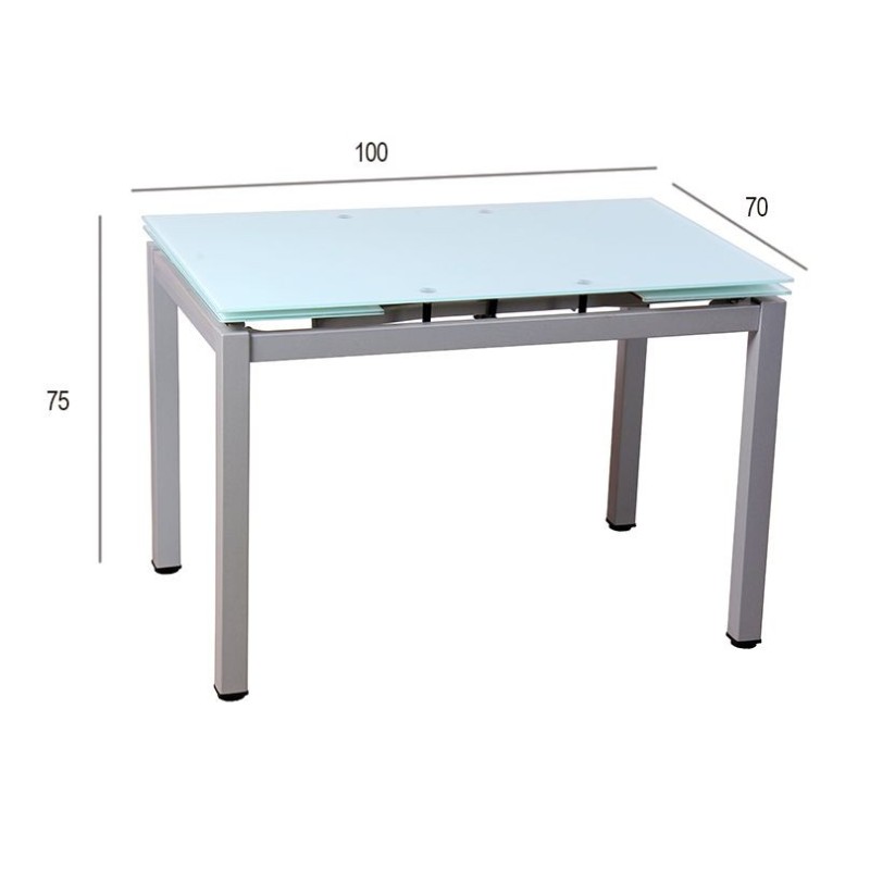Mesa de cocina Modelo 70 extensible tapa de cristal