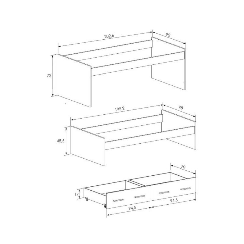Cama compacto con cajonera Aura