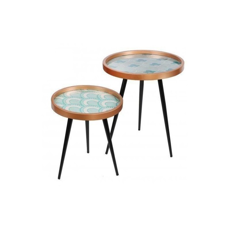 Set 2 mesas auxiliares redondas Art Deco