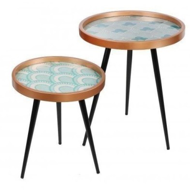 SET 2 MESAS AUXILIARES REDONDAS ART DECO