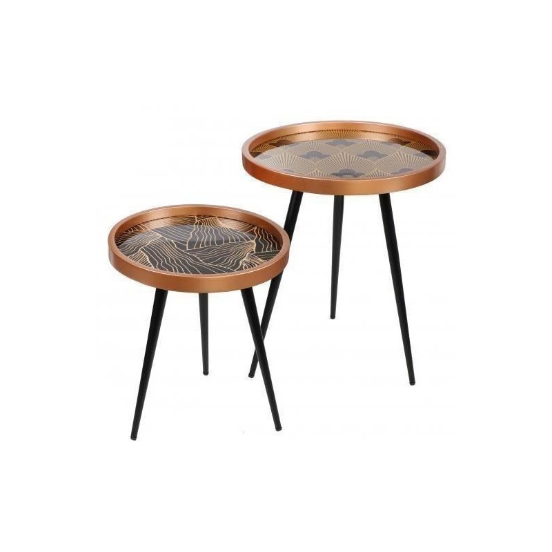 Set 2 mesas auxiliares redondas Art Deco