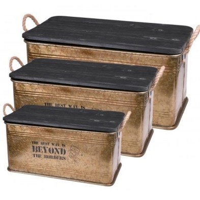 Set 3 Cajas Metálicas Doradas en Liquidación - Muebles Liquidator