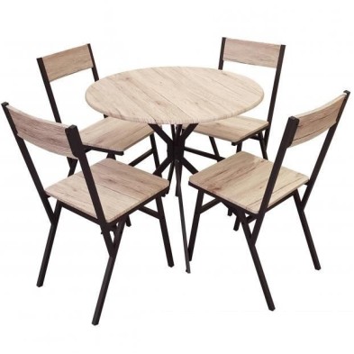 Set Mesa Industrial Redonda en Liquidación - Muebles Liquidator