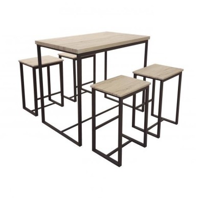 Mesa Estilo Industrial Con 4 Taburetes en Liquidación - Muebles
